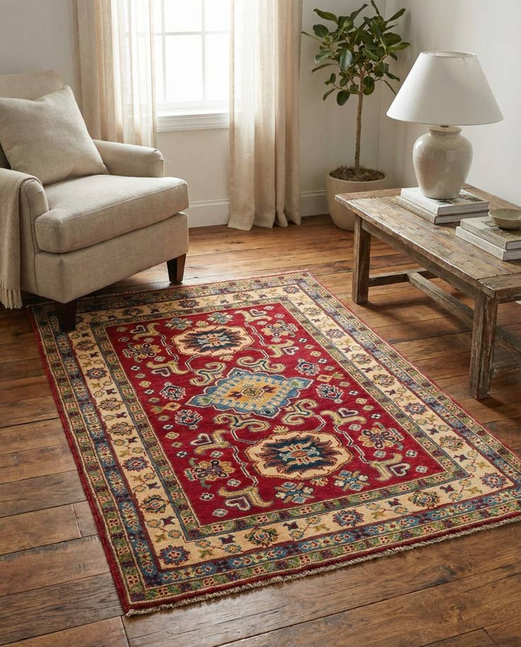 Detail image of 3' 5 x 4' 10 Hand Knotted Kazak Rug