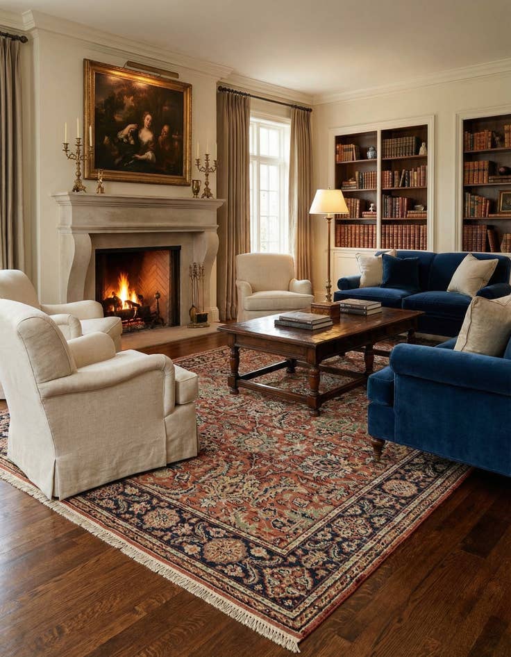 Detail image of 6' 6 x 9' 8 Hand Knotted Jaipur Agra Oriental Wool Rug