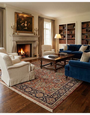 6' 6 x 9' 8 Hand Knotted Jaipur Agra Oriental Wool Rug