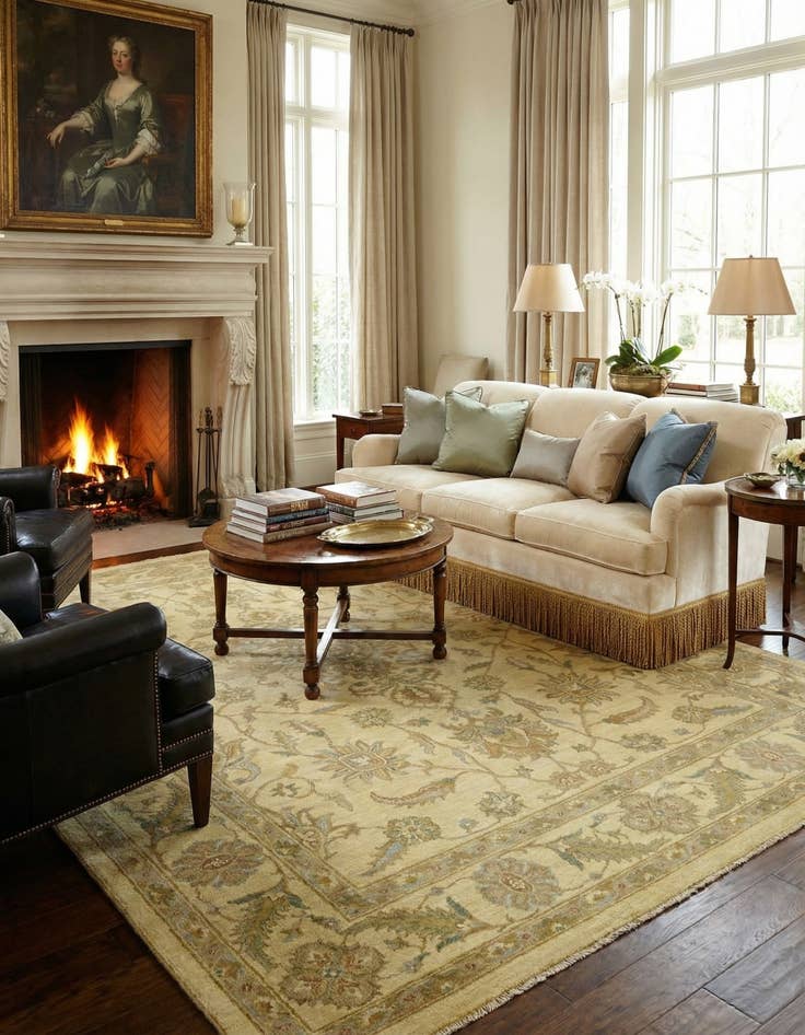 Detail image of 6' 7 x 10'  Hand Knotted Peshawar Ziegler Rug