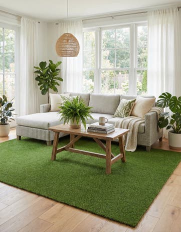 7' 10 x 10' Easy-Clean Grass Indoor / Outdoor Rug