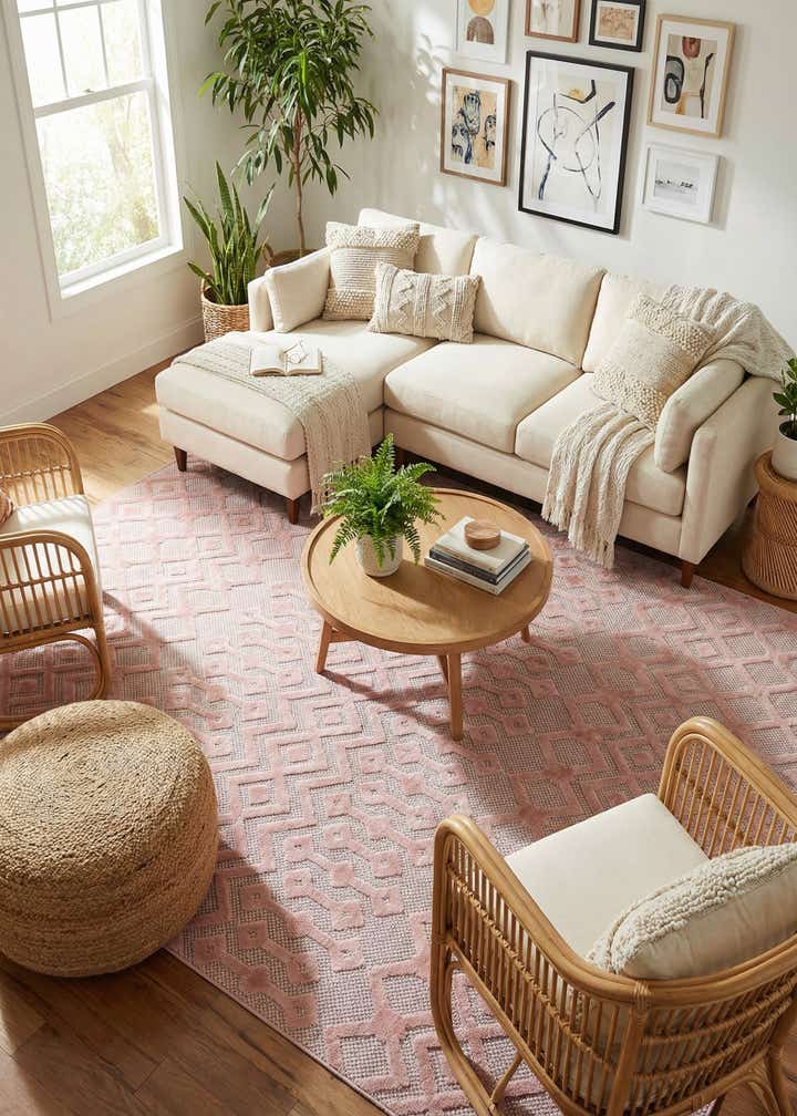 7' 10 x 10' Easy-Clean Trellis Textured Indoor / Outdoor Rug