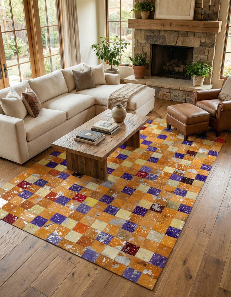 Detail image of  4' 11 x 7' 11 Cowhide - Patchwork Rug