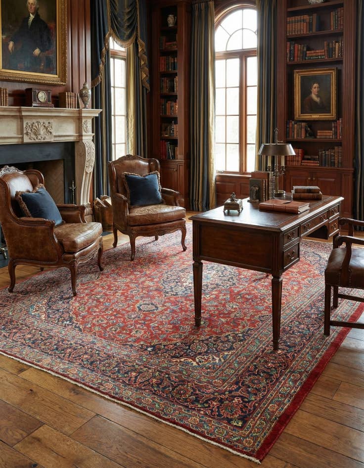 Detail image of  9' 8 x 12' 9  Hand Knotted Mashad Persian Wool Rug