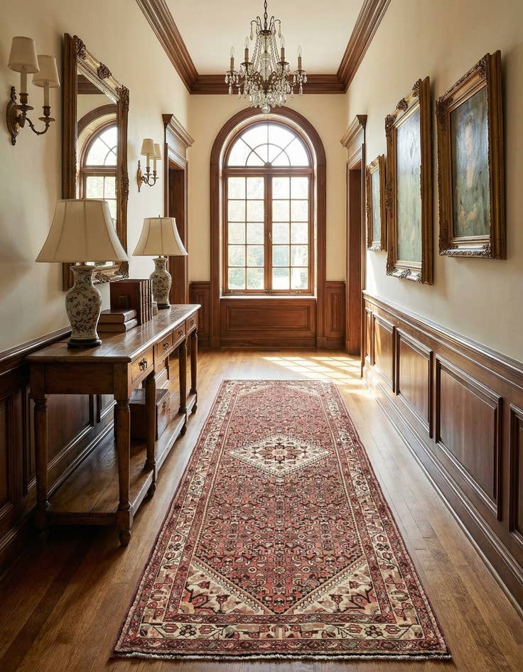 Detail image of  3' 6 x 9' 6  Hand Knotted Hossainabad Persian Wool Runner Rug