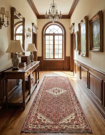 3' 6 x 9' 6 Hand Knotted Hossainabad Persian Wool Runner Rug