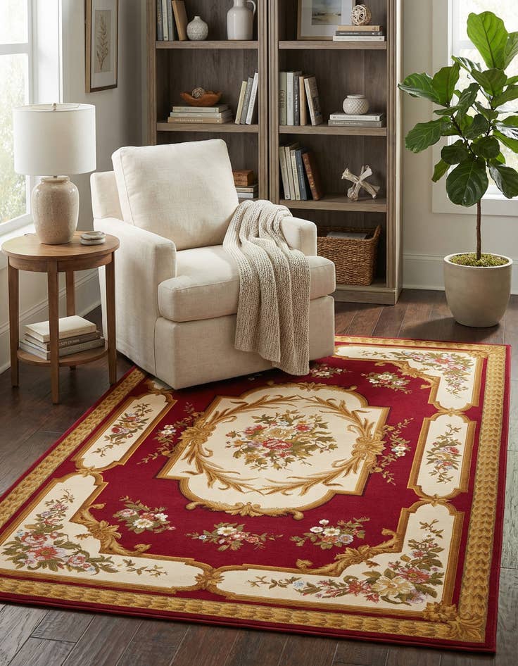 Detail image of 5' 2 x 7' 7  Washable Traditional Indoor / Outdoor Rug