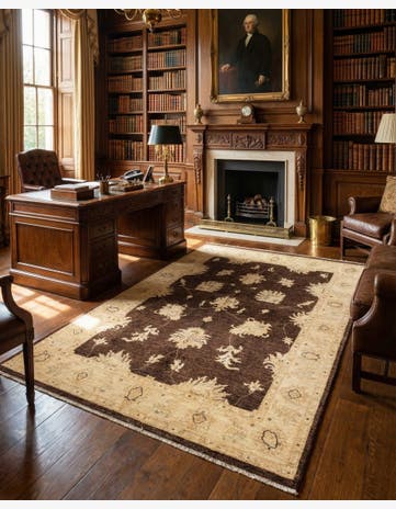 4' 8 x 7' Hand Woven Peshawar Ziegler Rug