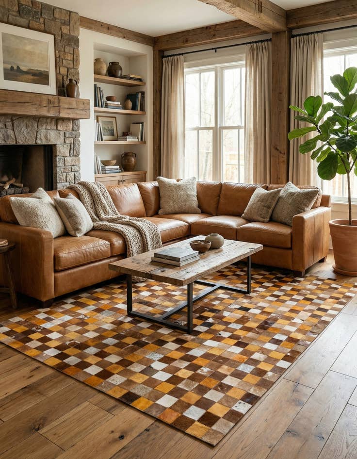 Detail image of 5' x 7' 11 Cowhide Stocks Rug