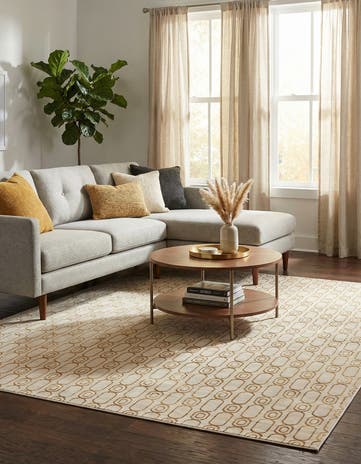 White and Gold Vogue Geo Square Rug