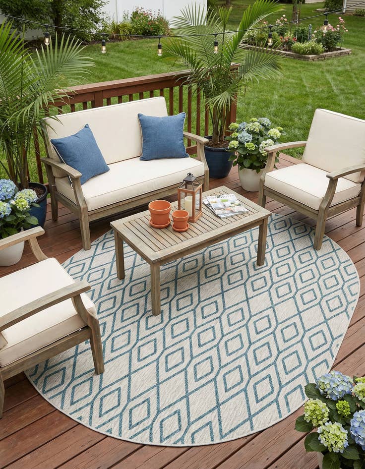 Detail image of 7' 10 x 10' Easy-Clean Jill Zarin Turks and Caicos Indoor / Outdoor Oval Rug