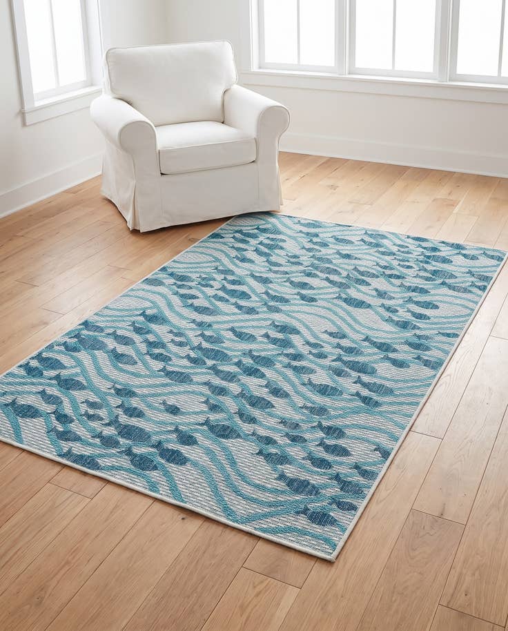Detail image of 4' 1 x 6' 1 Easy-Clean Coastal Indoor / Outdoor Rug