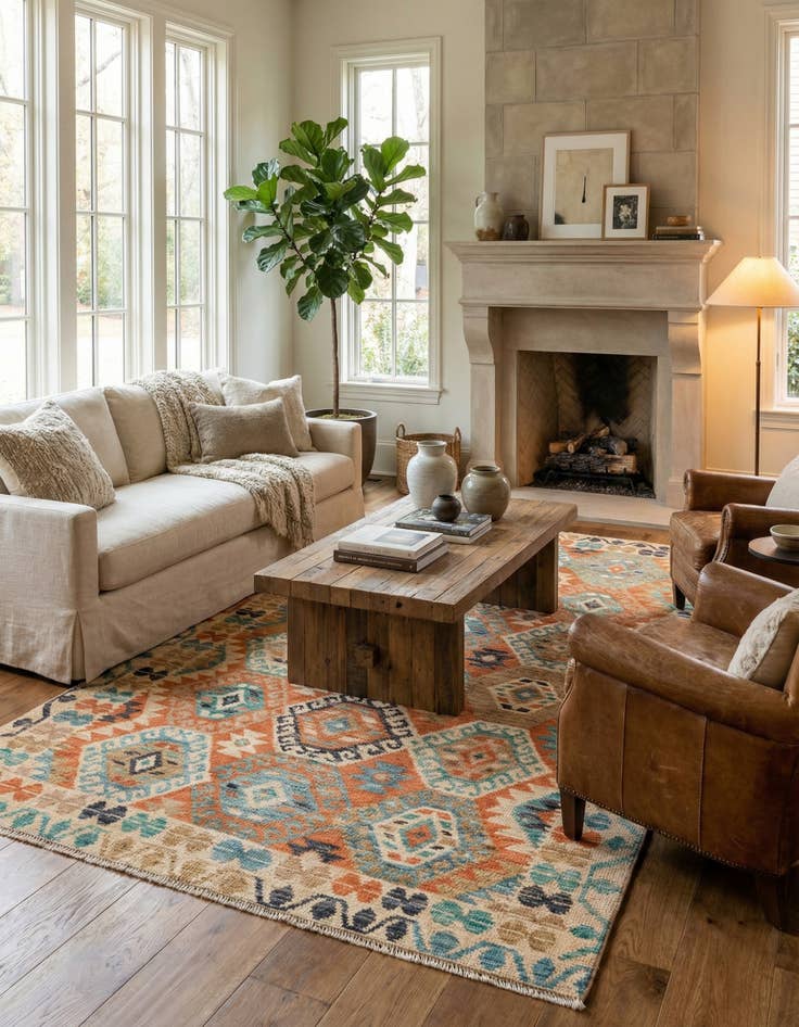 Detail image of 5' 8 x 10'  Hand Knotted Kazak Wool Rug