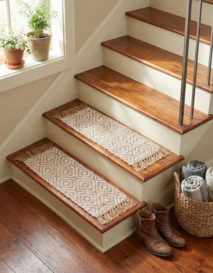 Detail image of  0' 9 x 2' 6  Hand Woven Braided Jute Stair Rug