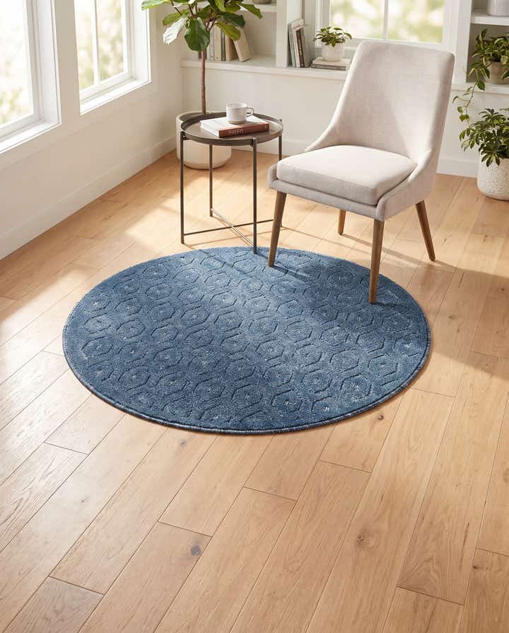 4' x 4' Easy-Clean Trellis Textured Indoor / Outdoor Round Rug