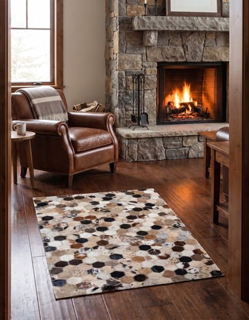 2' x 3' 1 Cowhide Leather Rug