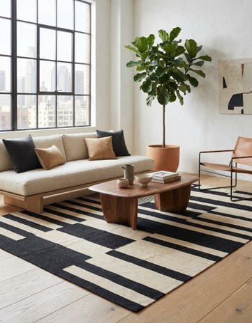 5' 7 x 7' 9 Hand Woven Kilim Modern Wool Rug