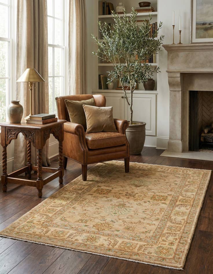 Detail image of  3' 2 x 5' 6  Hand Knotted Peshawar Ziegler Oriental Rug