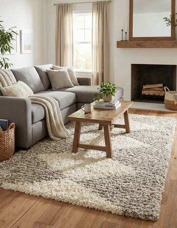 Pearl and Khaki Infinity Shag Rug