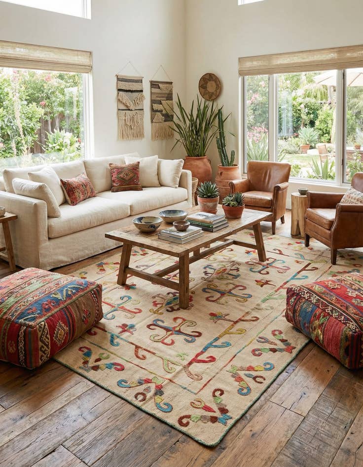 Detail image of 5' 9 x 7' 9  Hand Woven Kilim Suzani Wool Rug