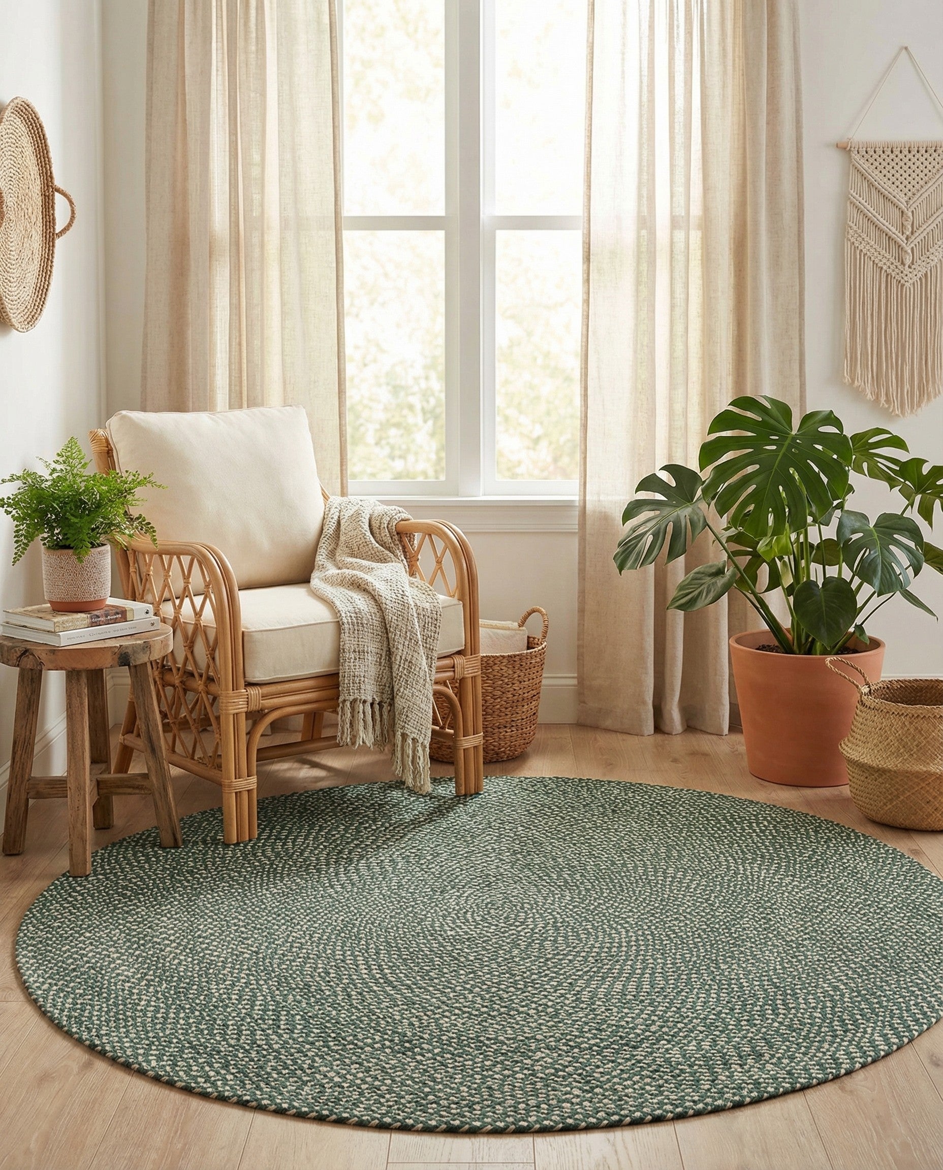  6' 1 x 6' 1  Hand Tweed Braided Jute Round Rug