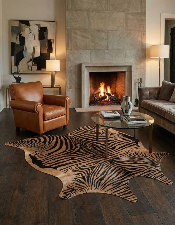 Detail image of 6' 7 x 6' 7 Cowhide Leather Freeform Rug