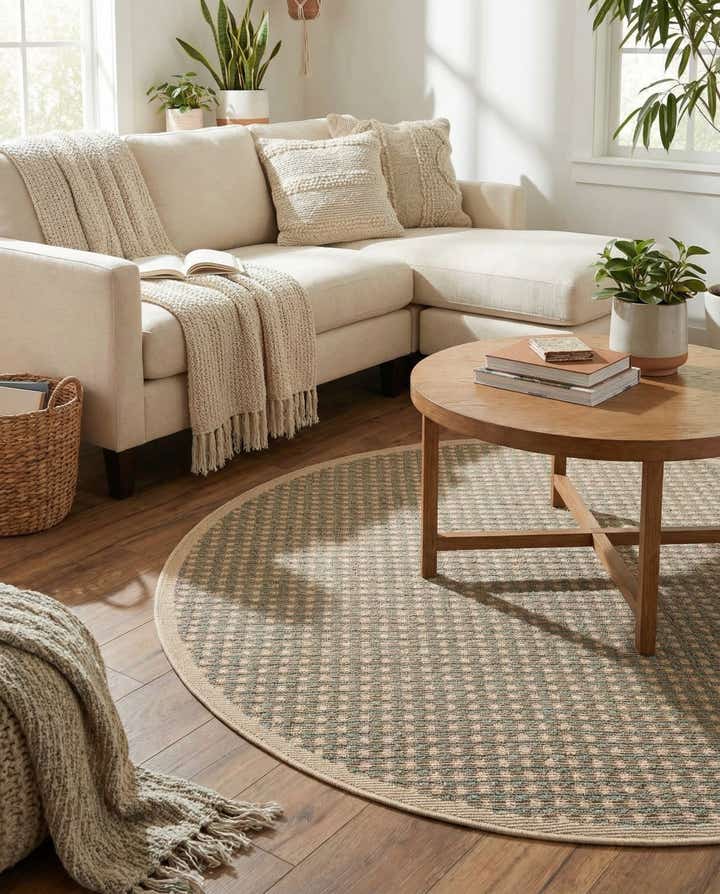 4' x 4' Easy-Clean Border Indoor / Outdoor Round Rug