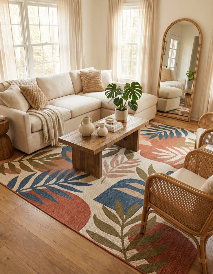 Detail image of 10' x 10'  Washable Baja Indoor / Outdoor Square Rug