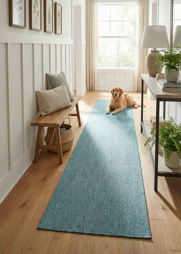 2' 7 x 10' Easy-Clean Solid Indoor / Outdoor Runner Rug
