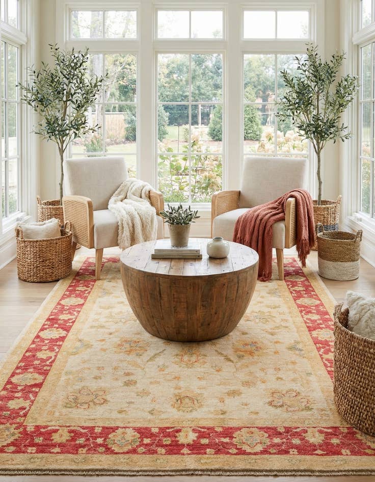 Detail image of  4' 1 x 5' 9  Hand Knotted Peshawar Ziegler Rug