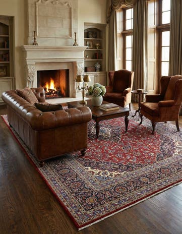 9' 10 x 13' 5 Hand Knotted Kashan Persian Wool Rug
