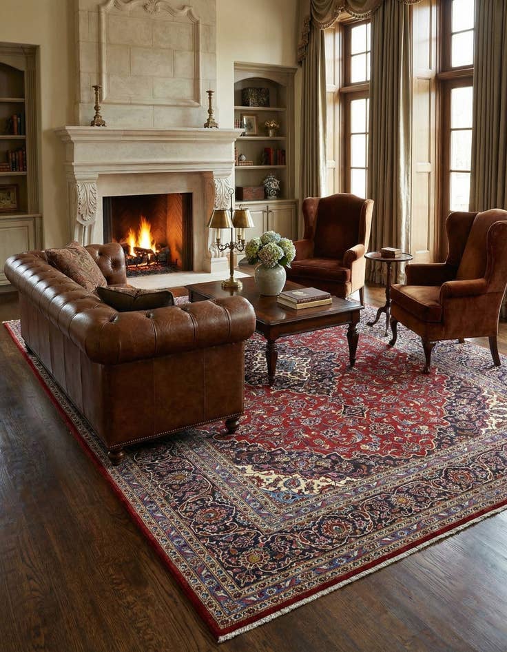 Detail image of  9' 10 x 13' 5  Hand Knotted Kashan Persian Wool Rug