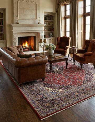 9' 10 x 13' 5 Hand Knotted Kashan Persian Wool Rug