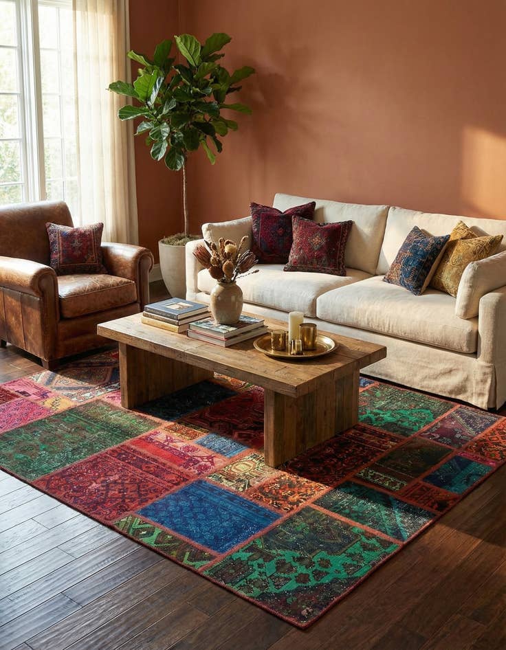 Detail image of 5' 8 x 7' 6  Hand Knotted Ultra Vintage Persian Wool Rug