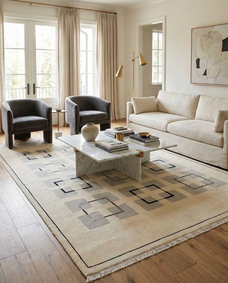 Detail image of 6' 9 x 9' 5 Hand Knotted Darya Wool Rug