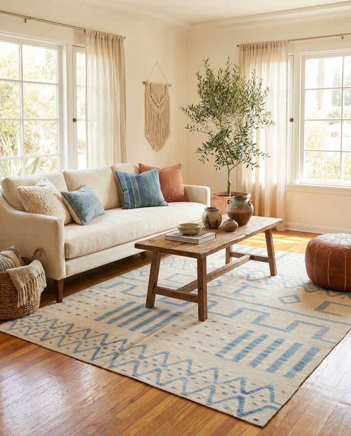 5' 4 x 6' 7 Hand Woven Kilim Modern Wool Rug