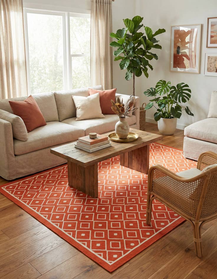 Detail image of 7' 10 x 7' 10 Easy-Clean Trellis Indoor / Outdoor Square Rug