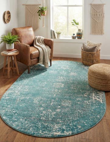 Turquoise Monte Carlo Oval Rug