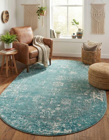 Turquoise Monte Carlo Oval Rug