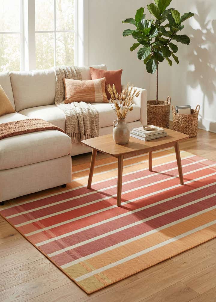 5' 3 x 8' Easy-Clean Striped Indoor / Outdoor Rug