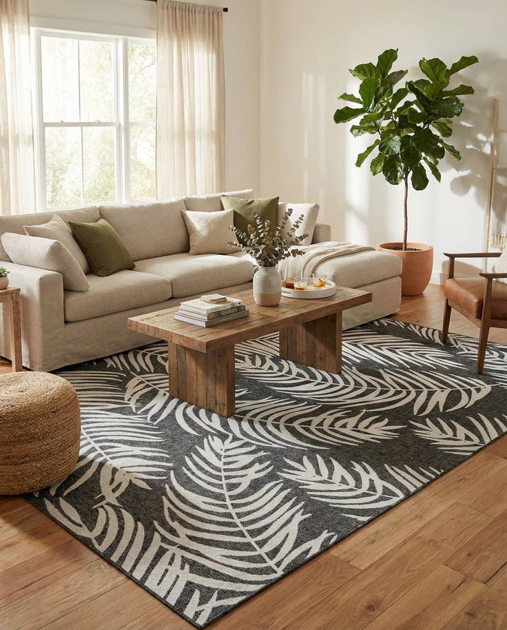 Detail image of 10' x 13' Easy-Clean Botanical Indoor / Outdoor Rug