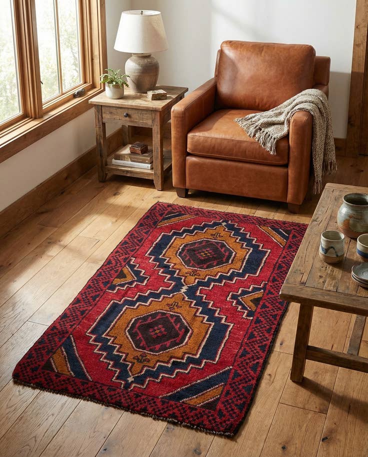 Detail image of 2' 10 x 4' 6 Hand Knotted Balouch Persian Wool Rug