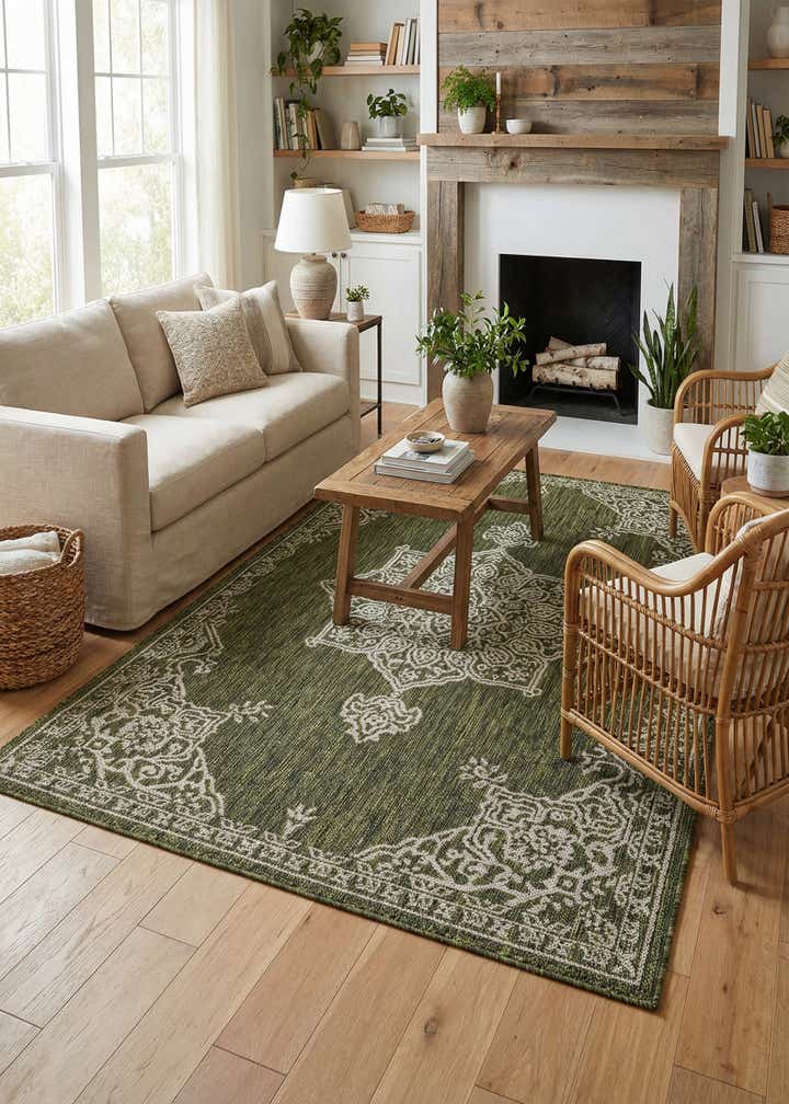 4' x 6' Easy-Clean Traditional Indoor / Outdoor Rug