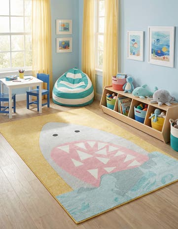 5' 3 x 8' Shark Whimsy Kids Rug