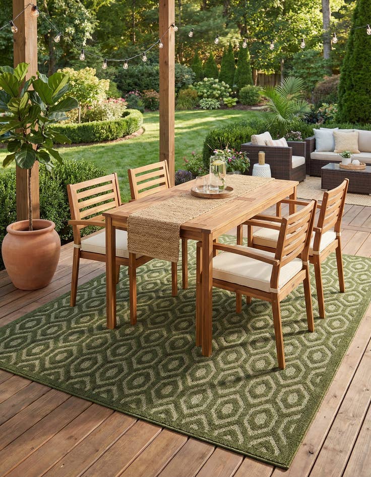 Detail image of  9' x 12'  Washable Trellis Textured Indoor / Outdoor Rug