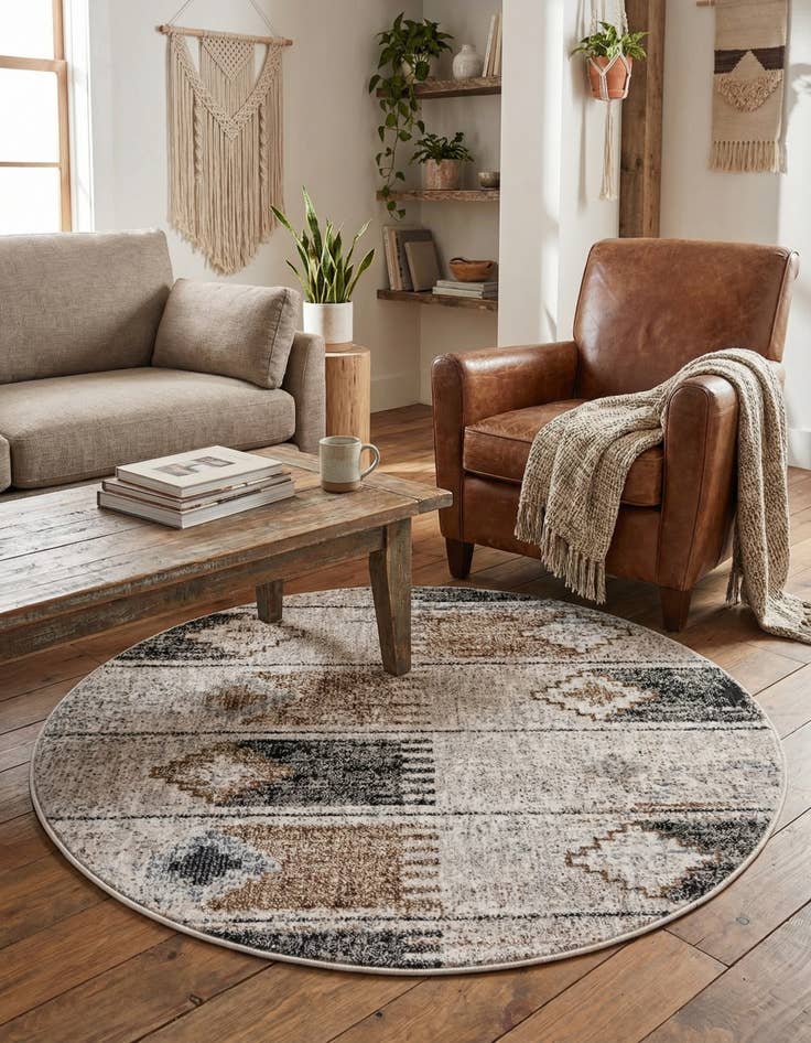 Detail image of 3' 3 x 3' 3 Eco Southwestern Round Rug