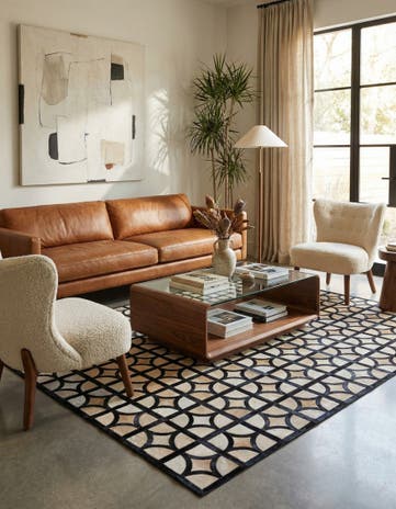 5' 2 x 7' 10 Cowhide Leather Rug