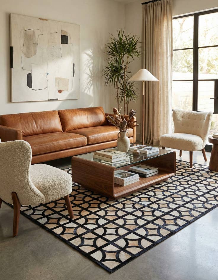 Detail image of  5' 2 x 7' 10 Cowhide Leather Rug