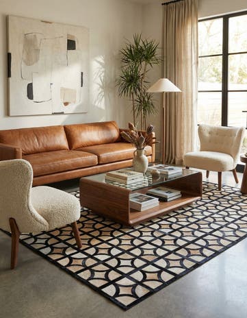 5' 2 x 7' 10 Cowhide Leather Rug