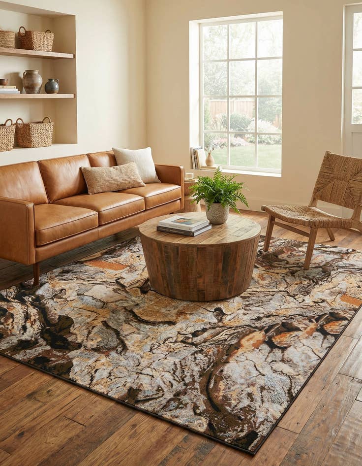 Detail image of  9' x 12'  Washable Modern Indoor / Outdoor Rug